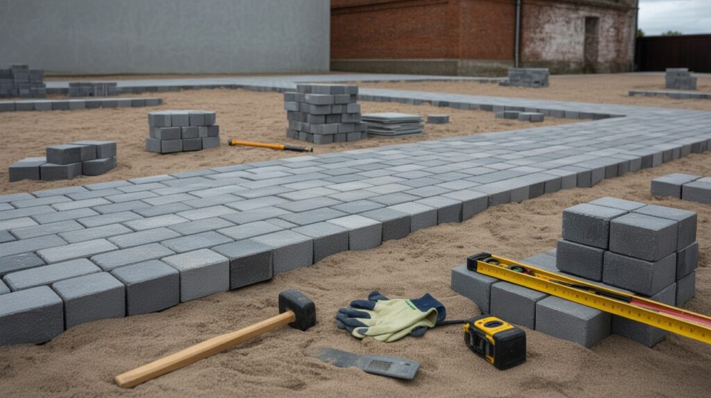 Lägga betongplattor